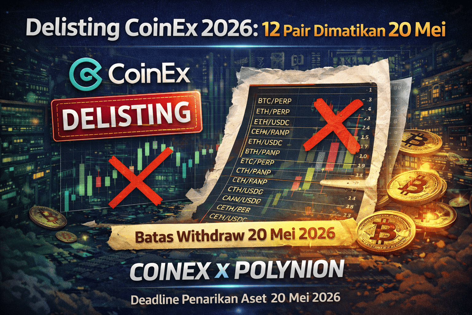Delisting CoinEx 2026: 12 Pair Ditutup 20 Mei