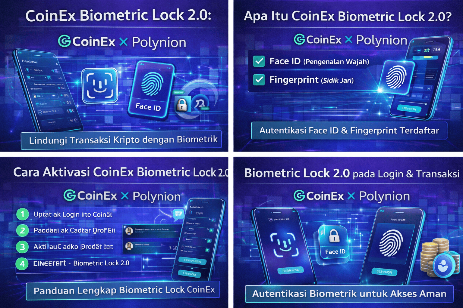CoinEx Biometric Lock 2.0 aktifkan Face ID dan fingerprint untuk lindungi login dan transaksi kripto dengan keamanan biometrik 2026.